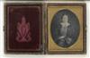 (CASED IMAGES) Group of 3 daguerreian portraits in special cases, comprising 2 quarter-plates of distaff bibliophiles,